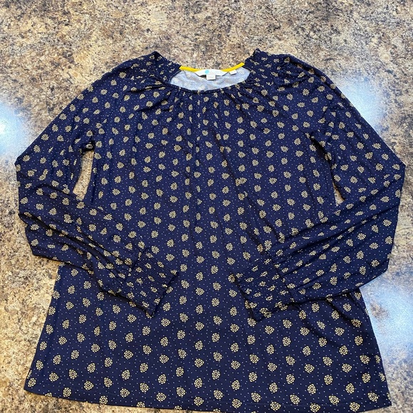 EUC Boden Long Sleeve Top Navy w/Yellow - Picture 1 of 3